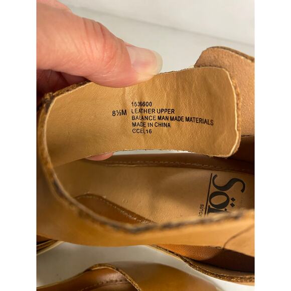 Sofft Dabney Brown Leather Open Toe Pumps Heels Womens Sandal Wooden Size 8.5 - Picture 9 of 12